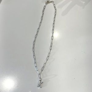 Beautiful silver initial necklace with letter “K”